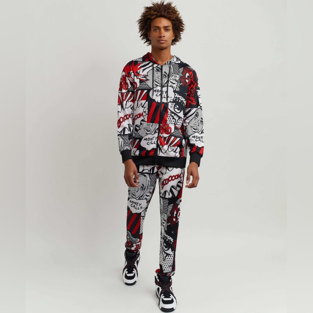 Reason Clothing Money Calls Comic Print Track Set NWT